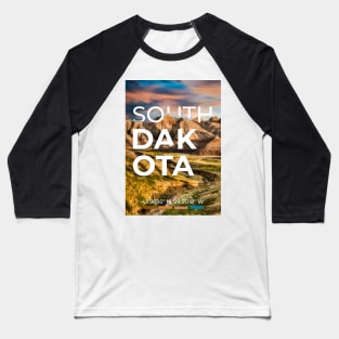 South Dakota Travel Poster Baseball T-Shirt